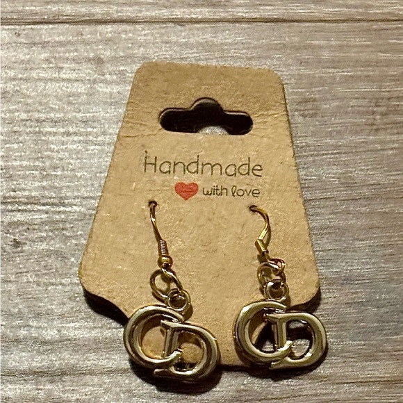 Handmade CD Dior Auth Necklace Charm Gold Dangle Earrings! - Picture 2 of 4